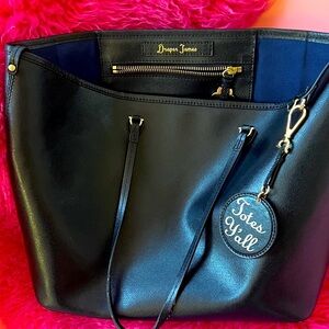 Draper James Black Tote Bag with Gold Accents